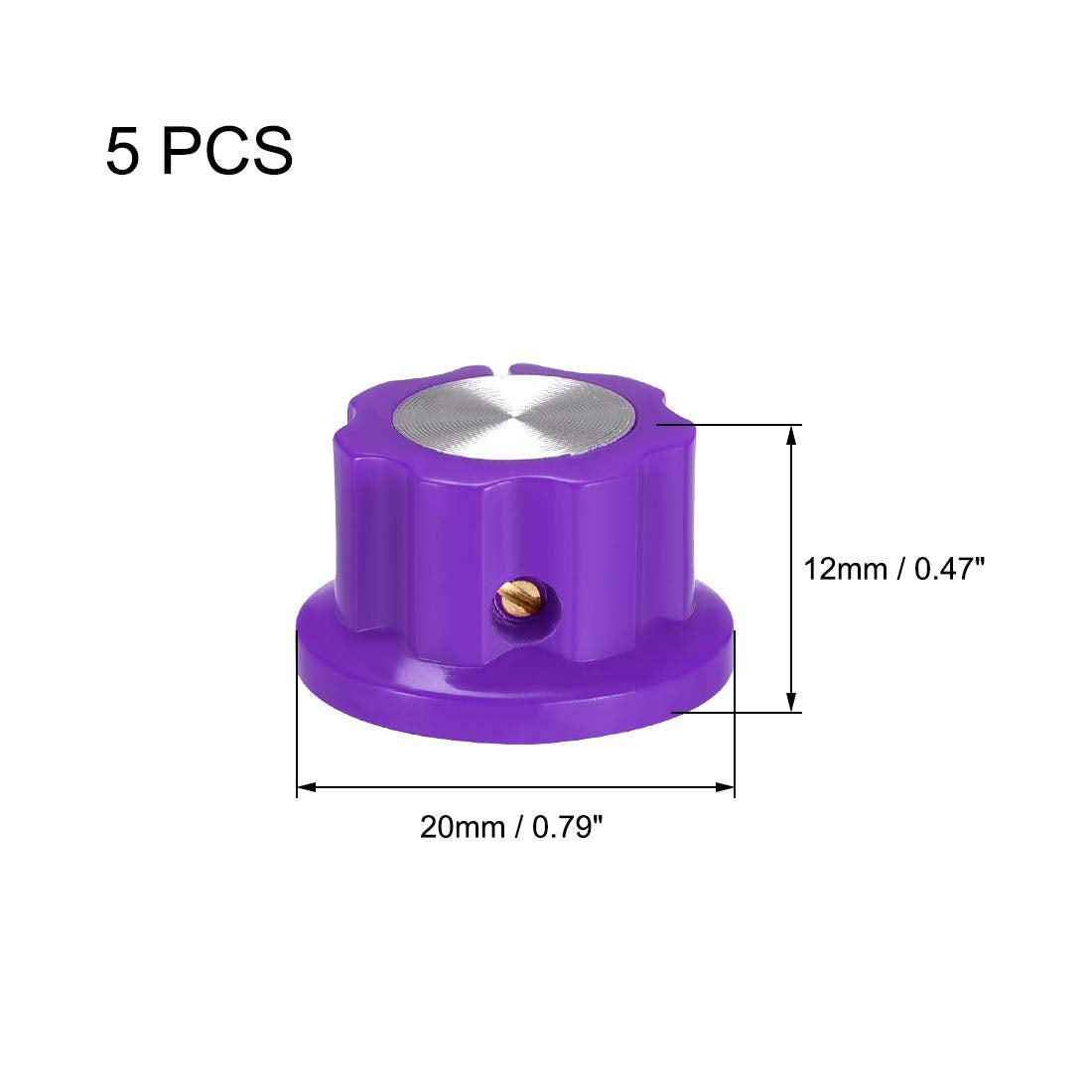 uxcell 5pcs 6.4mm Shaft Hole Potentiometer Volume Control Rotary Knobs Effect Pedal Knobs Purple